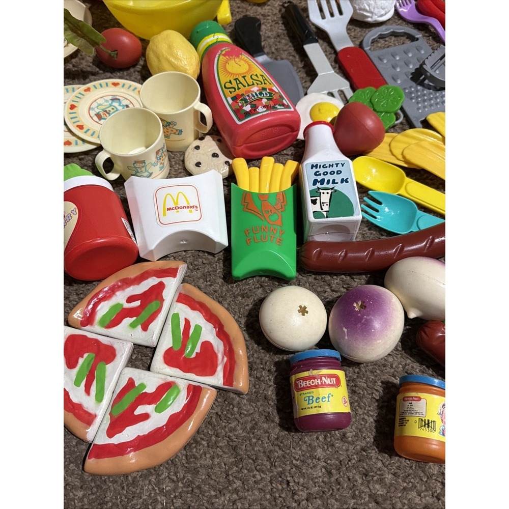 Huge Vintage Play Food Lot Play Kitchen Accessories Bowls Plates Food Mixed Lot - Picture 11 of 15
